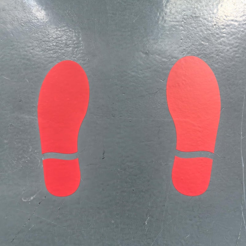 CAOCAOOO 20 Pairs 40 Prints Shoe Stickers 7 Inch Footprints Floor Decals Stickers Feet Distance Floor Sign Party Decor Guide (Red) - Image 3